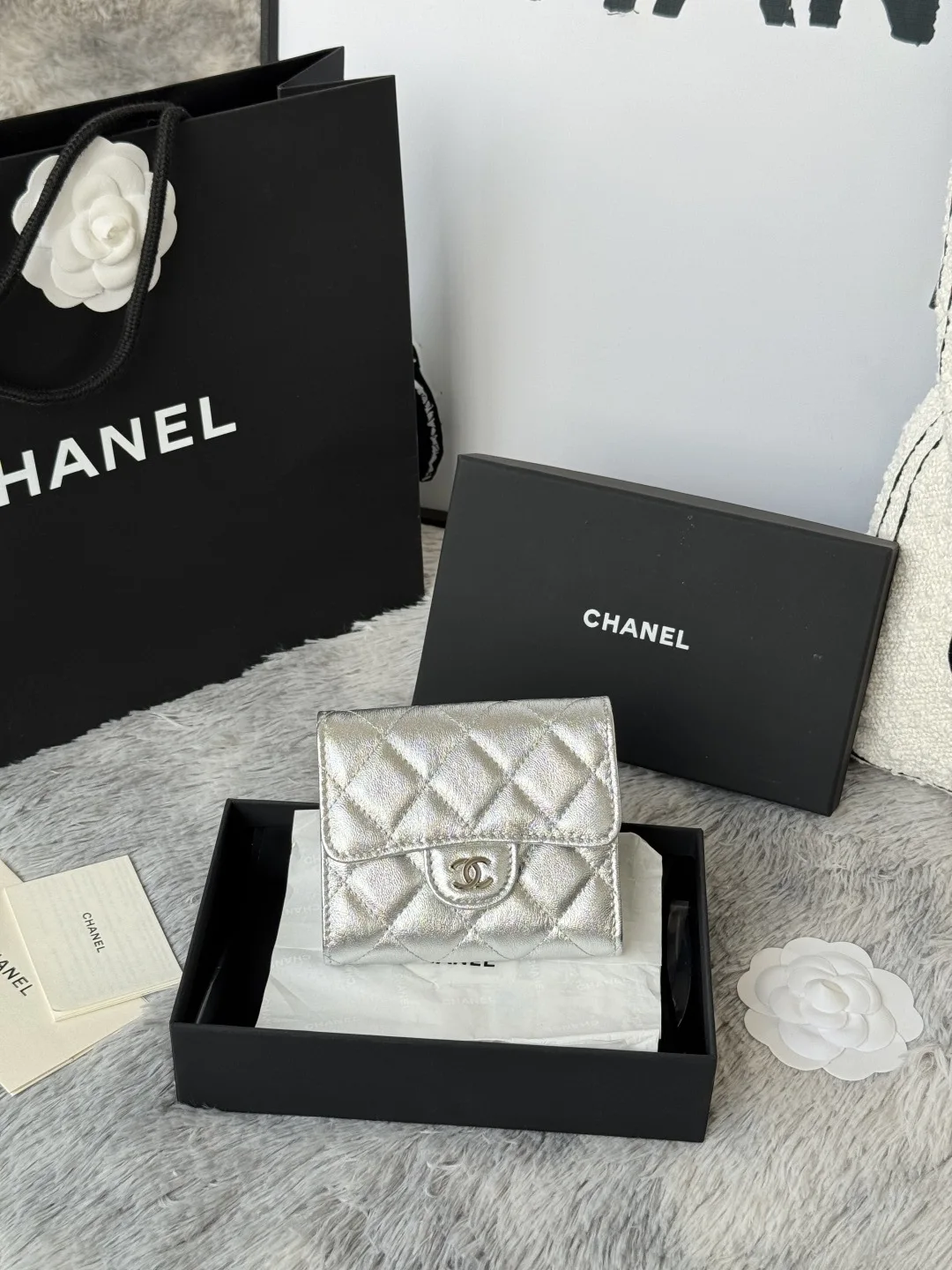 Chanel 82288 Lambskin CF Trifold Wallet Coin Purse
