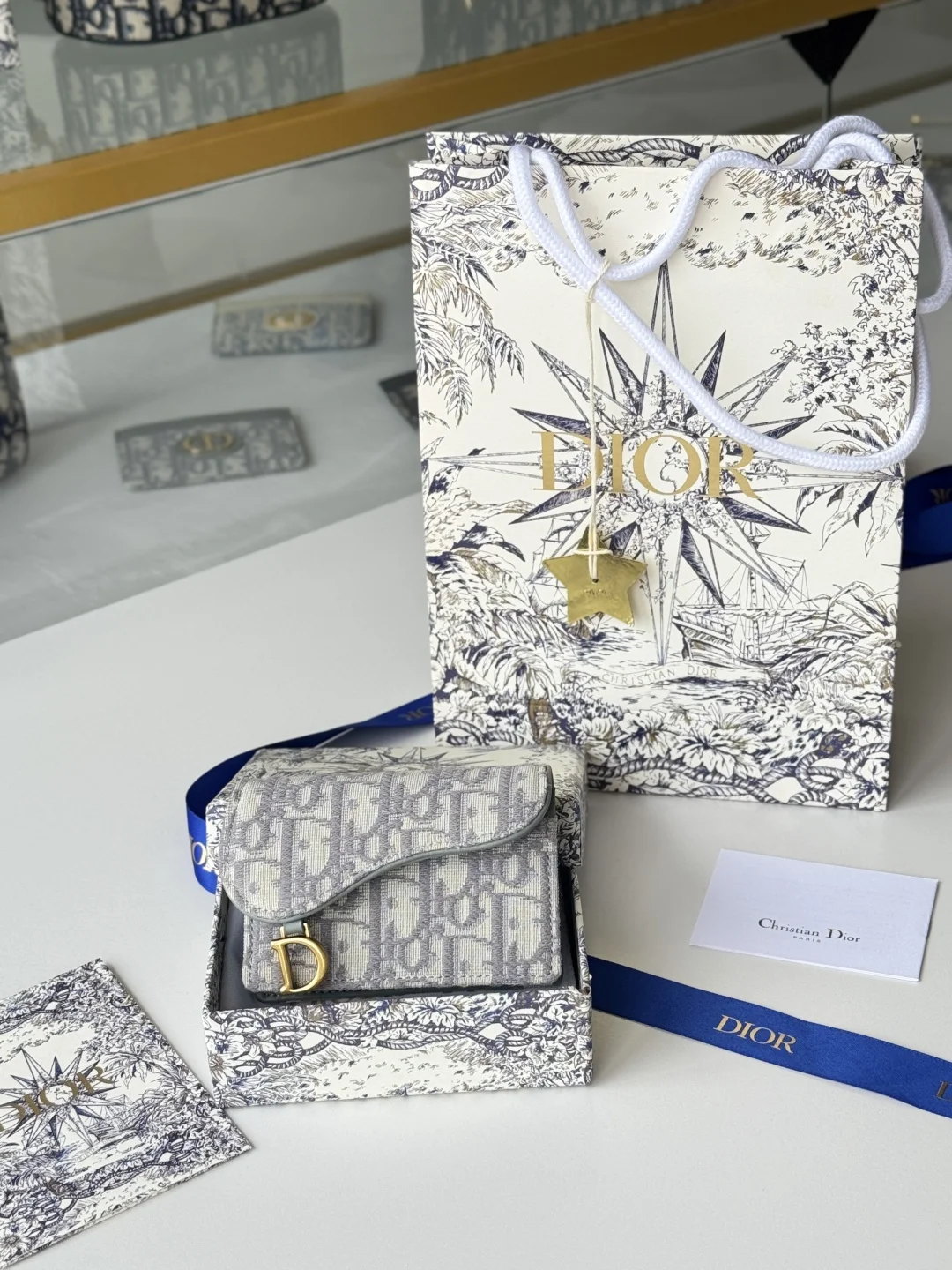 Dior New Saddle Card Holder Coin Purse