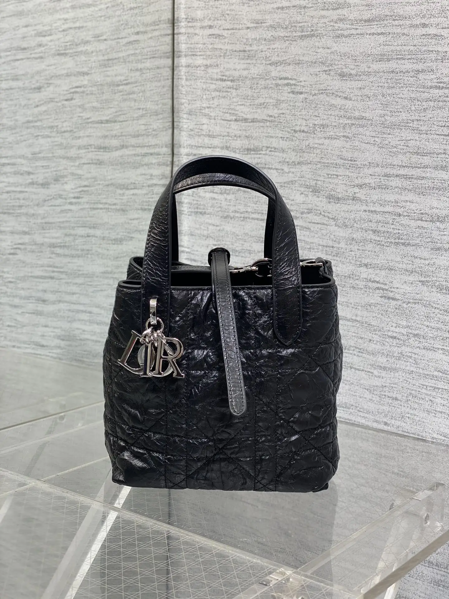 Dior Toujours Vertical Small Tote Bag in Waxed Leather