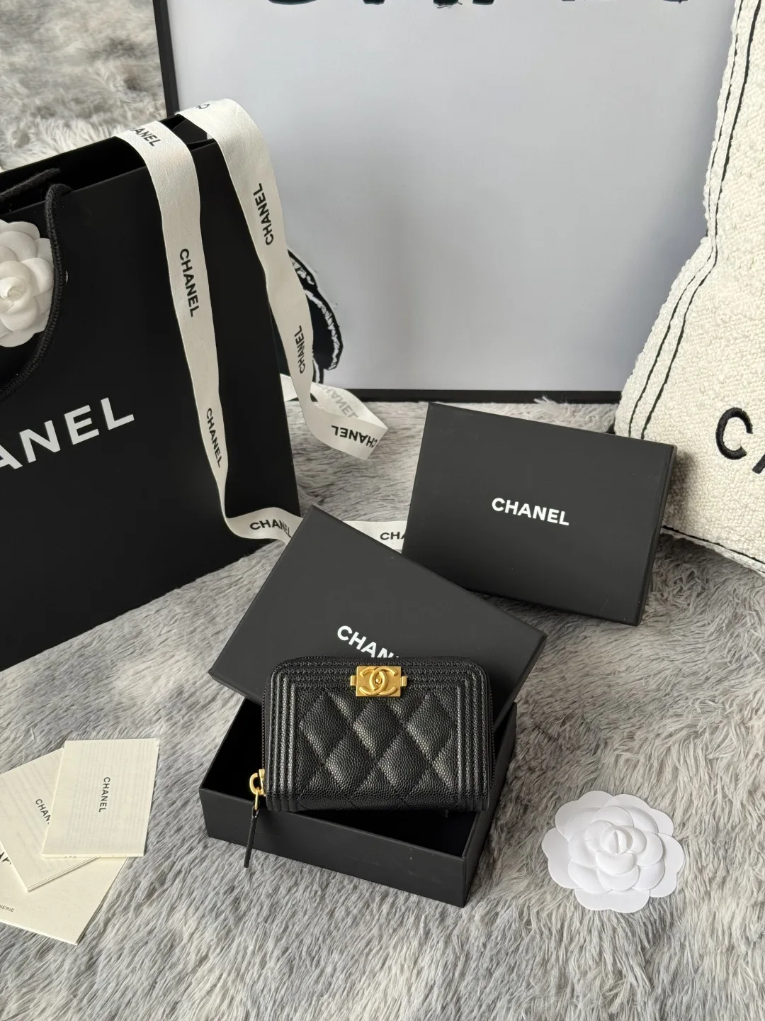 Chanel A80602 BOY Diamond Quilted Coin Purse Chanel A80602 BOY Diamond Quilted Coin Purse