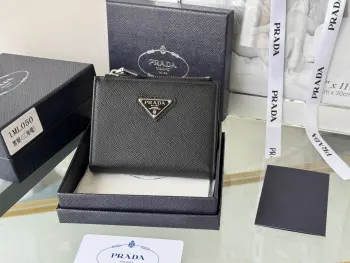 1ML050 Cross Grain Cowhide Short Wallet Replica Prada wallets