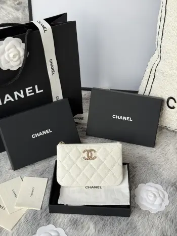 AP3049 22k embossed logo large double C card holder Replica Chanel wallets