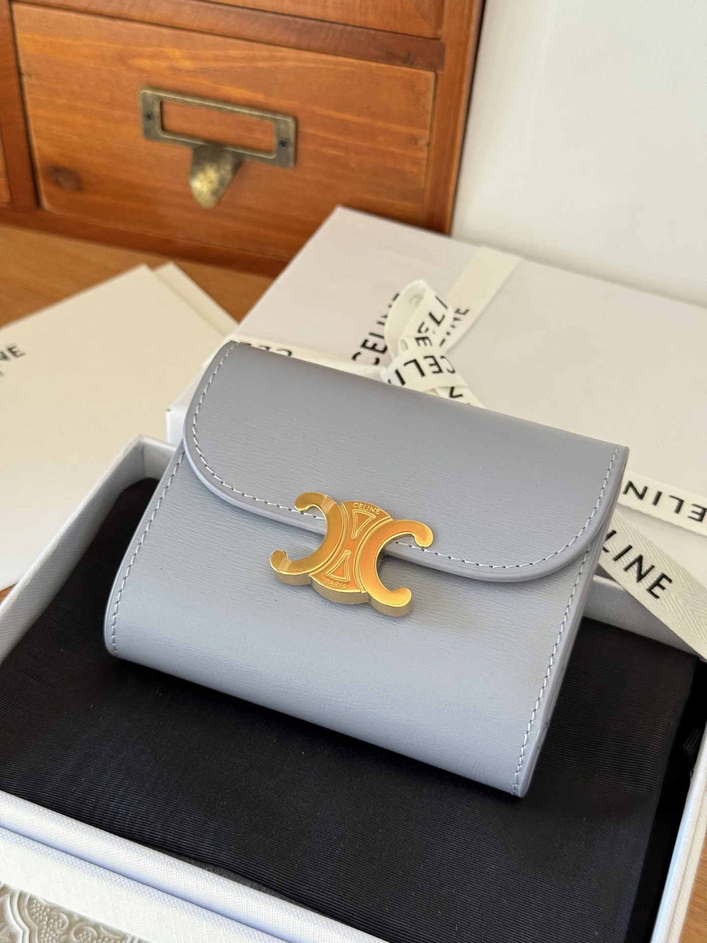 Celine TRIOMPHE Small Leather Flap Bag Wallet
