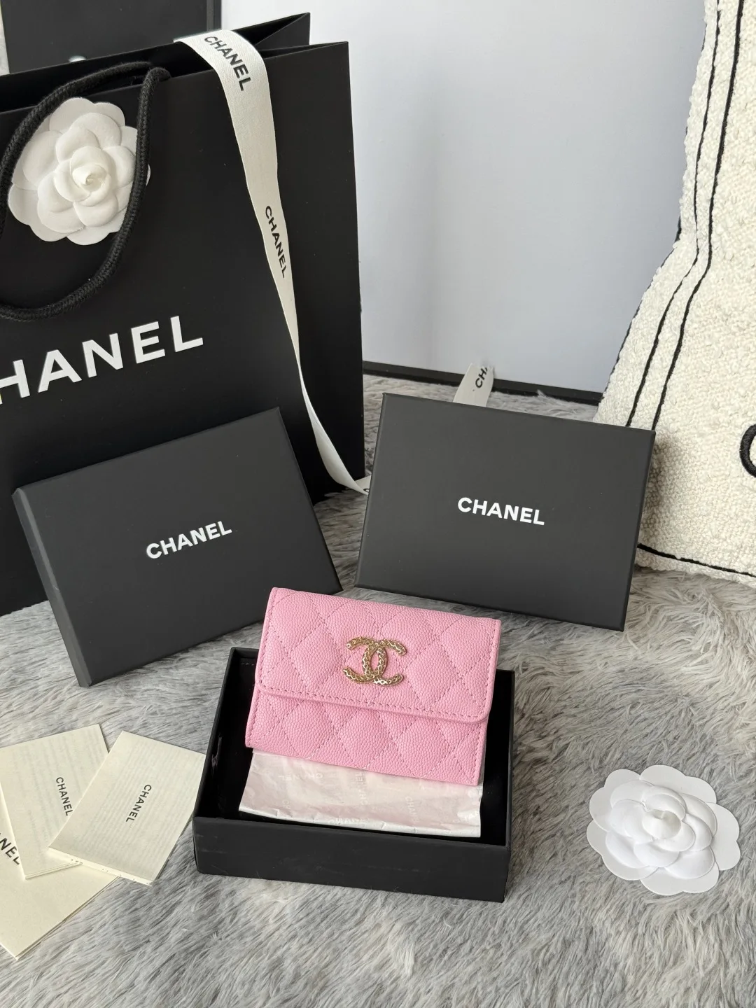 Chanel AP3187 pebbled cardholder coin purse