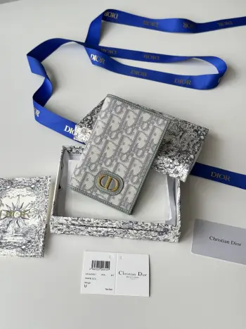 S2353 Oblique Printed Embossed Logo Double Fold Passport Holder Replica Dior wallets