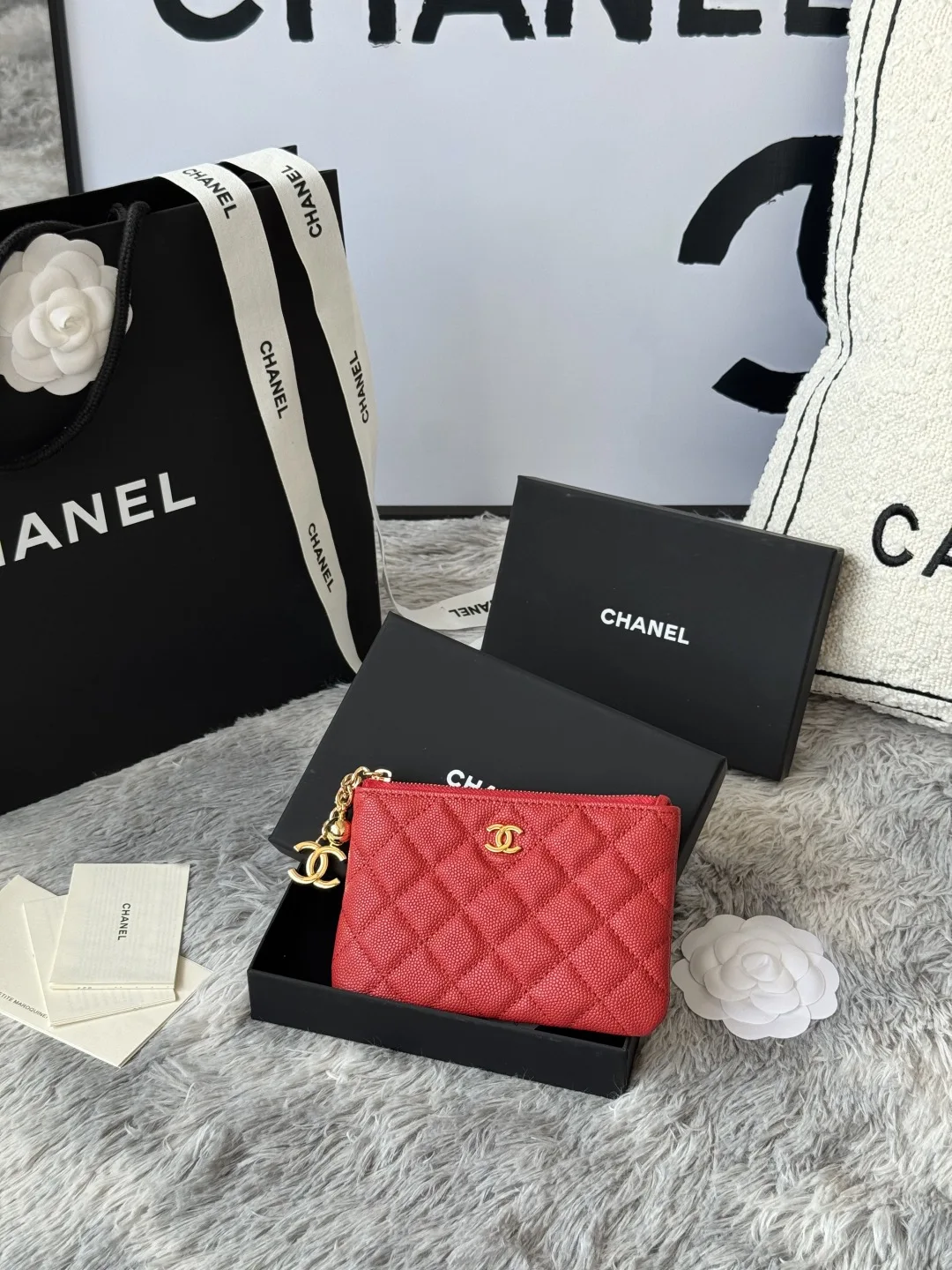 Chanel A50168 Zipped Pendant Coin Purse Card Holder