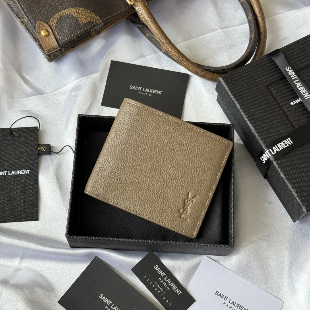 SAINT LAURENT 607727 2025 Fall Winter New Monogram Bifold Wallet Card Holder
