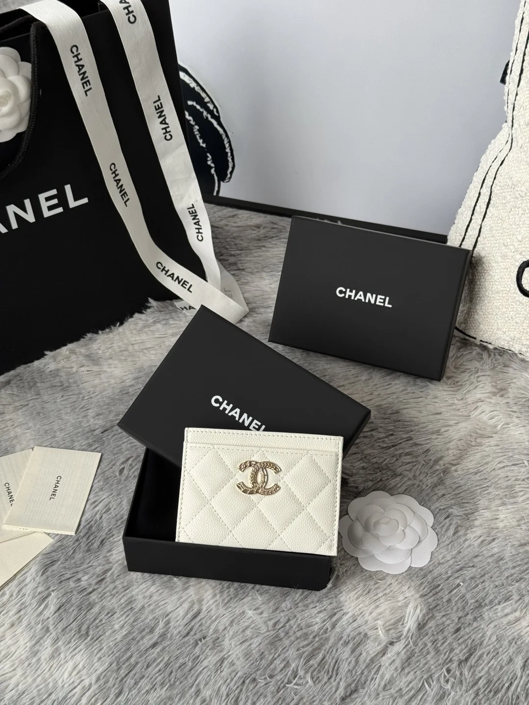 Chanel AP3048 22k embossed logo large double C card holder