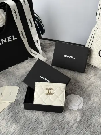 AP3048 22k embossed logo large double C card holder Replica Chanel wallets