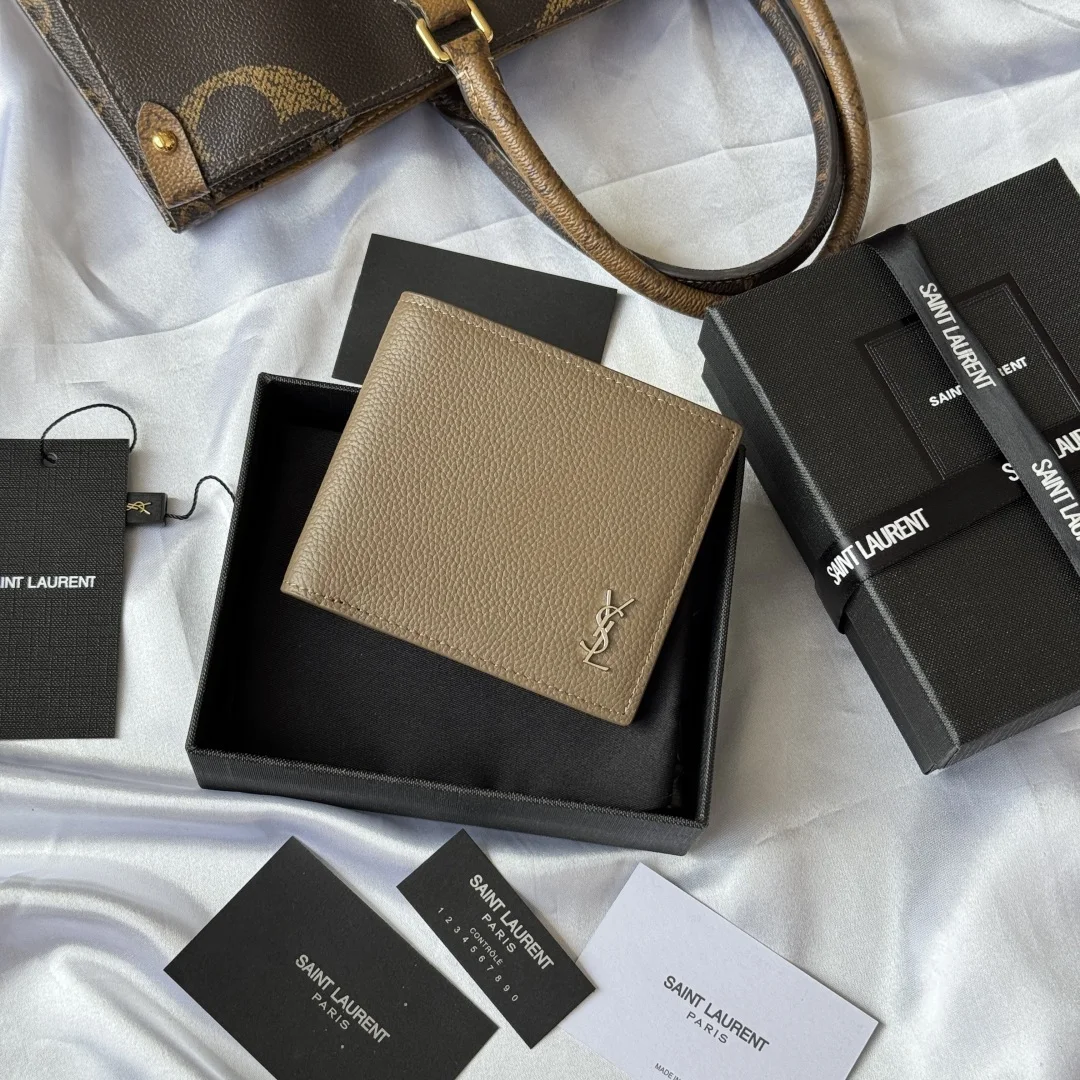 SAINT LAURENT 607727 2025 Fall Winter New Monogram Bifold Wallet Card Holder