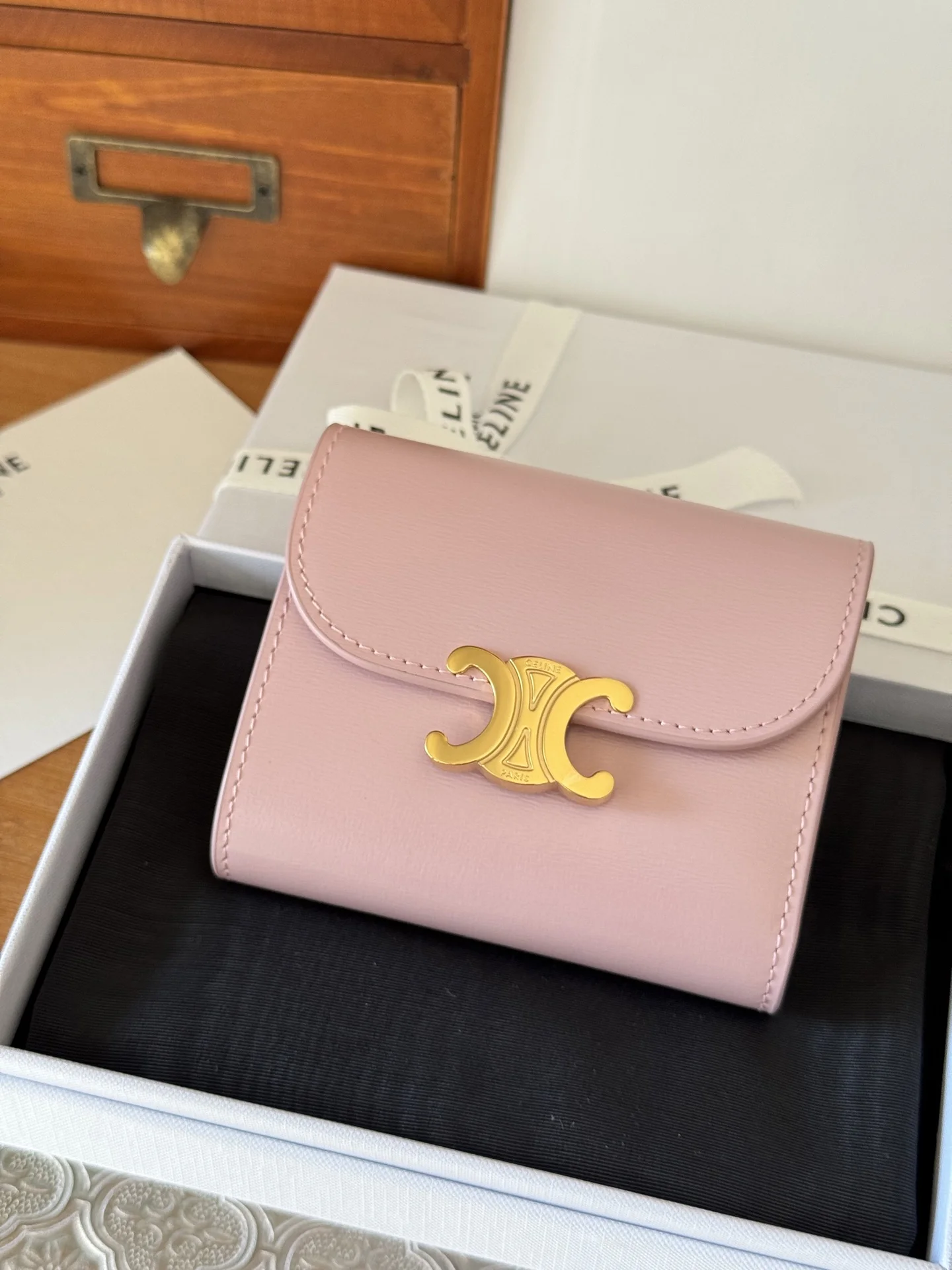 Celine TRIOMPHE Small Flap Wallet in Calfskin