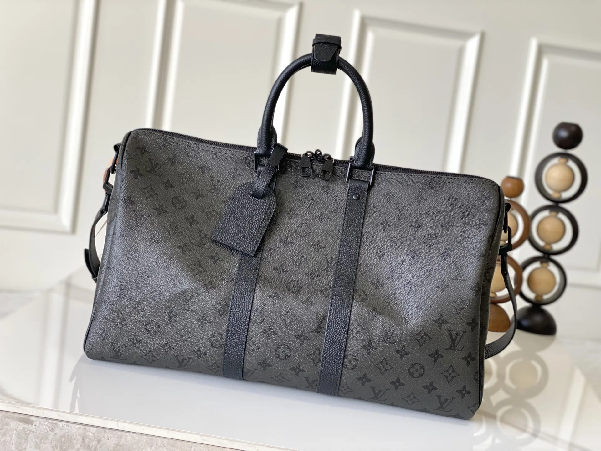 Louis Vuitton M28403 Black Gray Keepall Bandouliere 45 Travel Bag