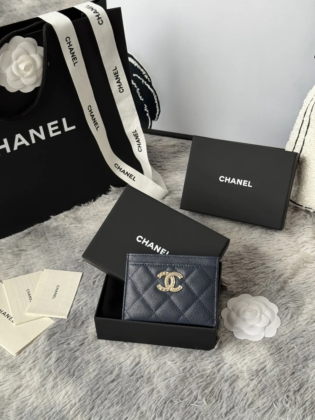 Chanel AP3048 22k embossed logo large double C card holder