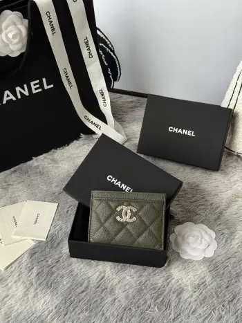 AP3048 22k embossed logo large double C card holder Replica Chanel wallets