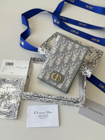 S2353 Oblique Printed Embossed Logo Double Fold Passport Holder Replica Dior wallets
