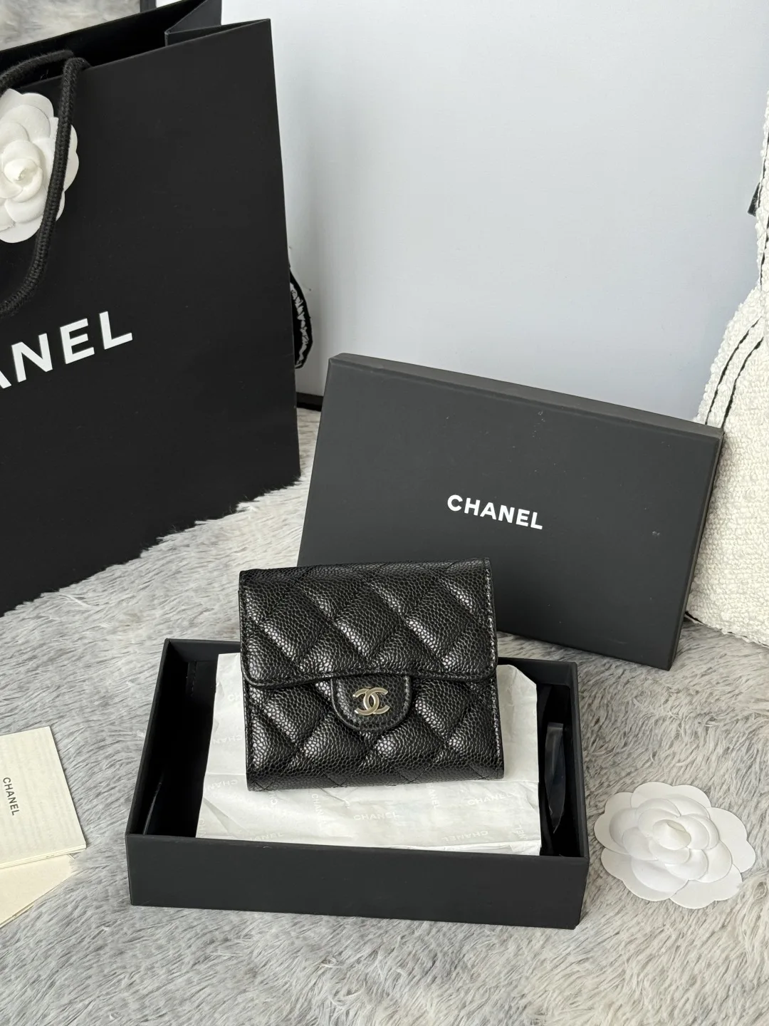 Chanel 82288 Lambskin CF Trifold Wallet Coin Purse
