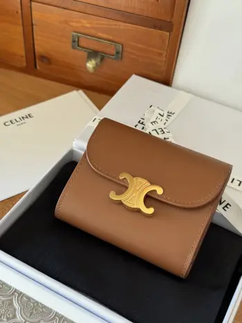 TRIOMPHE Small Flap Wallet in Calfskin Replica Celine wallets