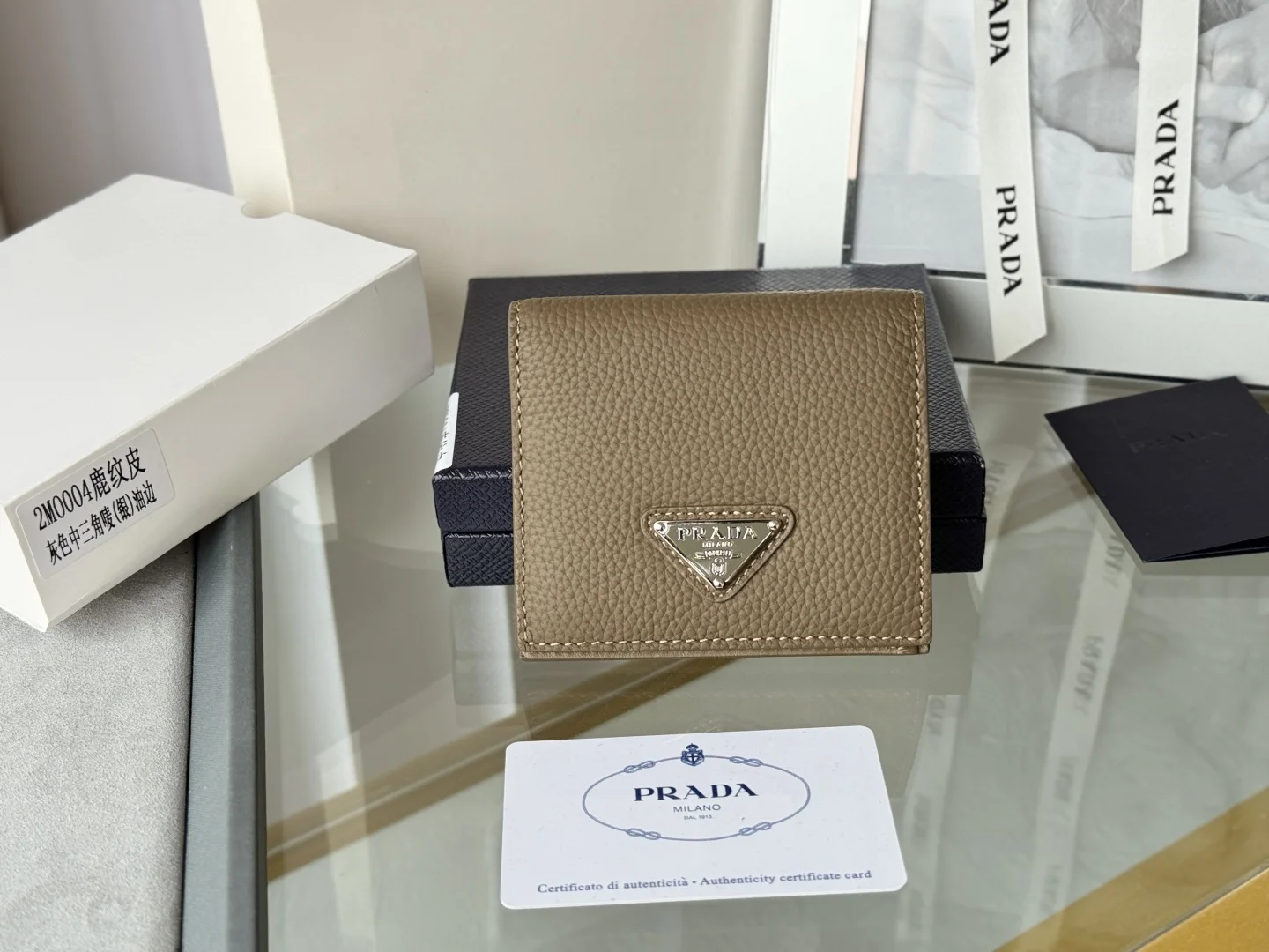 Prada 2MO004 Deer Leather Unisex Bifold Wallet Prada 2MO004 Deer Leather Unisex Bifold Wallet