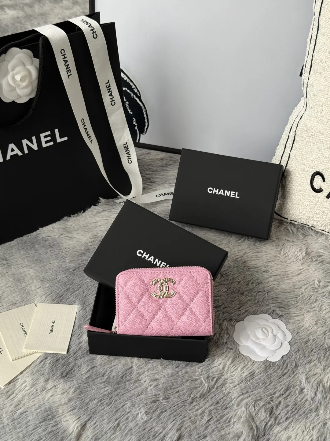 Chanel AP3045 22k Embossed Logo Double C Cardholder