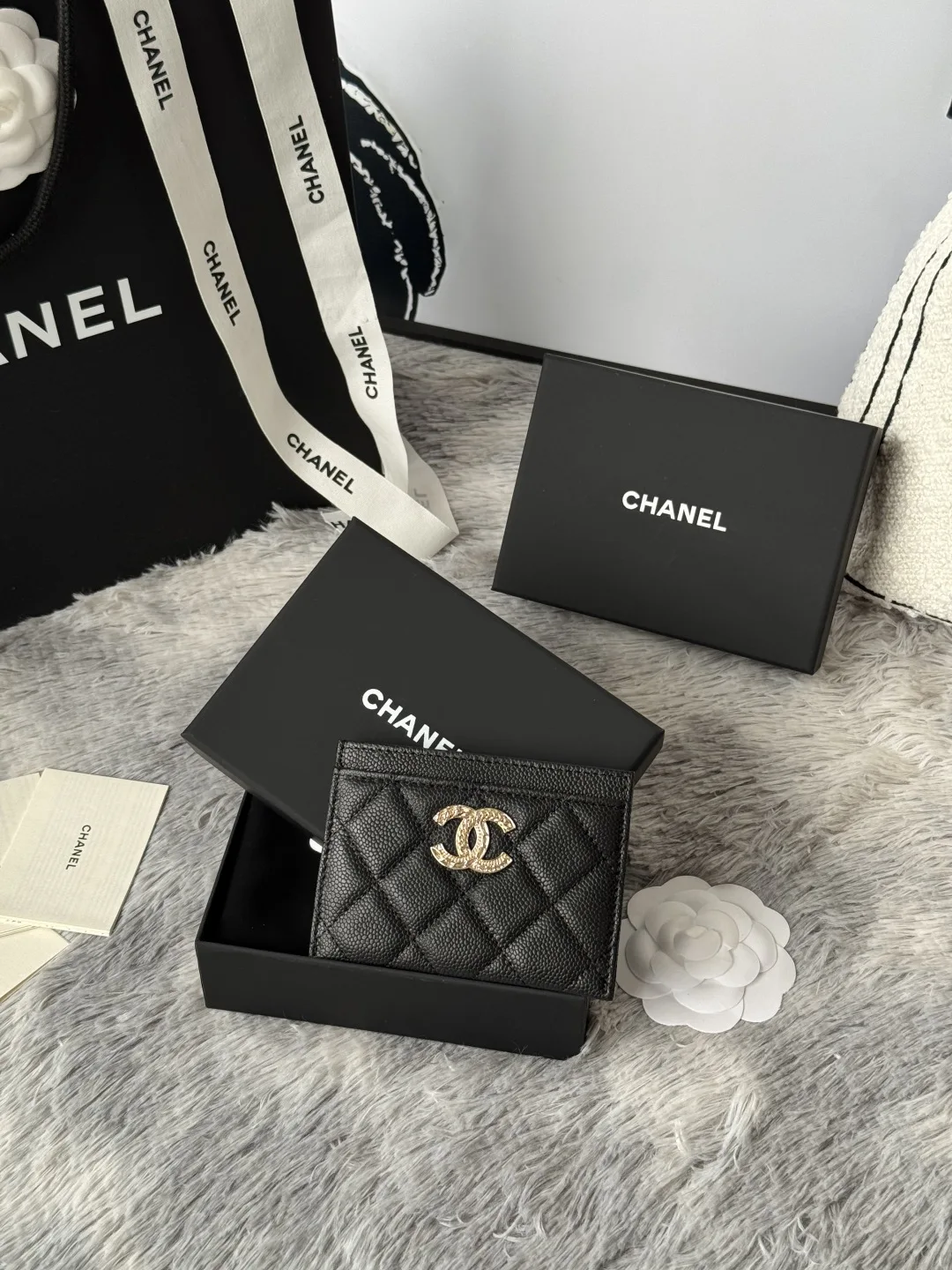 Chanel AP3048 22k embossed logo large double C card holder