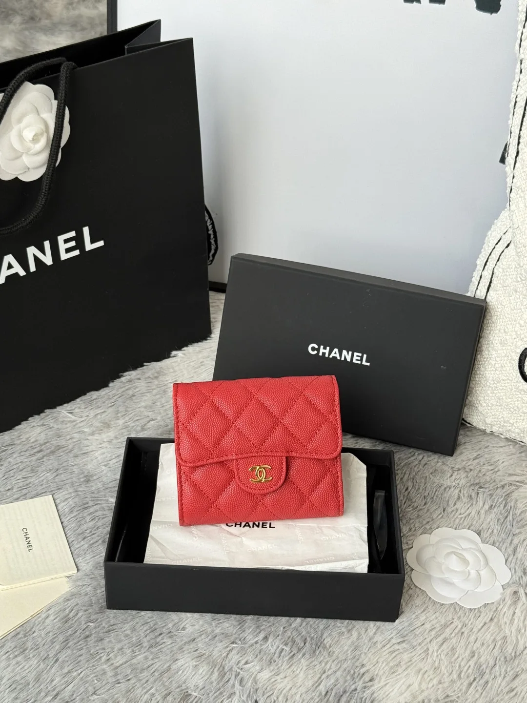 Chanel 82288 Lambskin CF Trifold Wallet Coin Purse