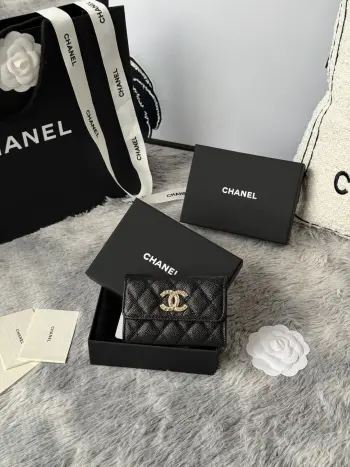 AP3047 22k Gold Embossed Hardware Double C Logo Cardholder Replica Chanel wallets