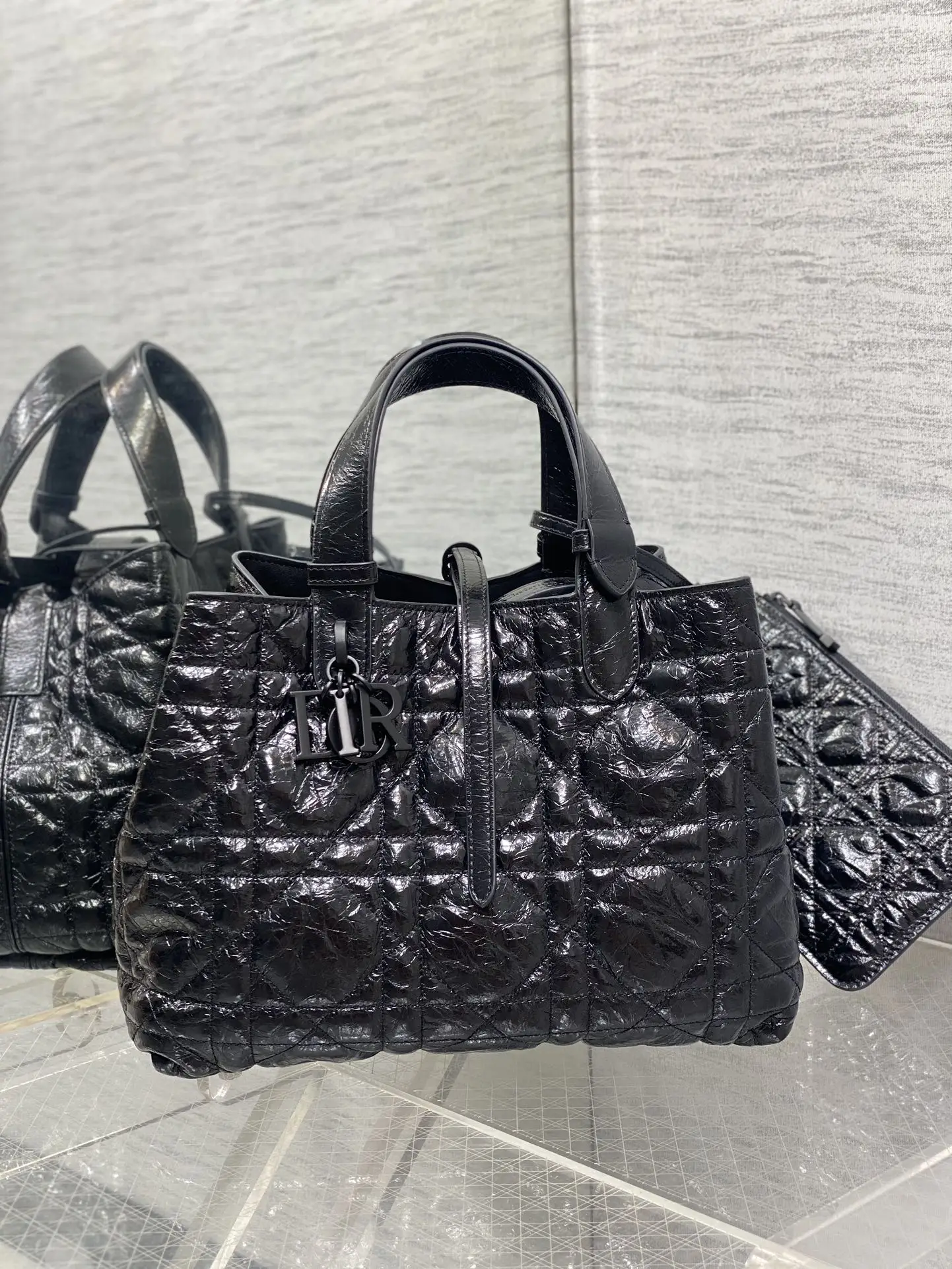 Dior Medium Toujours Handbag in Black Oil Wax Leather