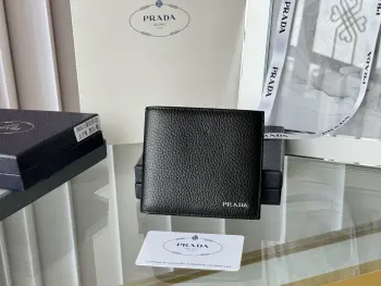 2M0513 Litchi Pattern Cowhide Men s Short Wallet Replica Prada wallets