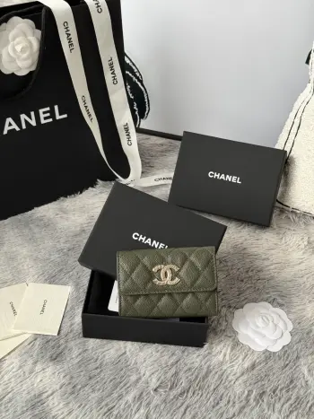 AP3047 22k Gold Embossed Hardware Double C Logo Cardholder Replica Chanel wallets