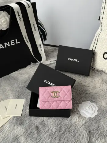AP3047 22k Gold Embossed Hardware Double C Logo Cardholder Replica Chanel wallets