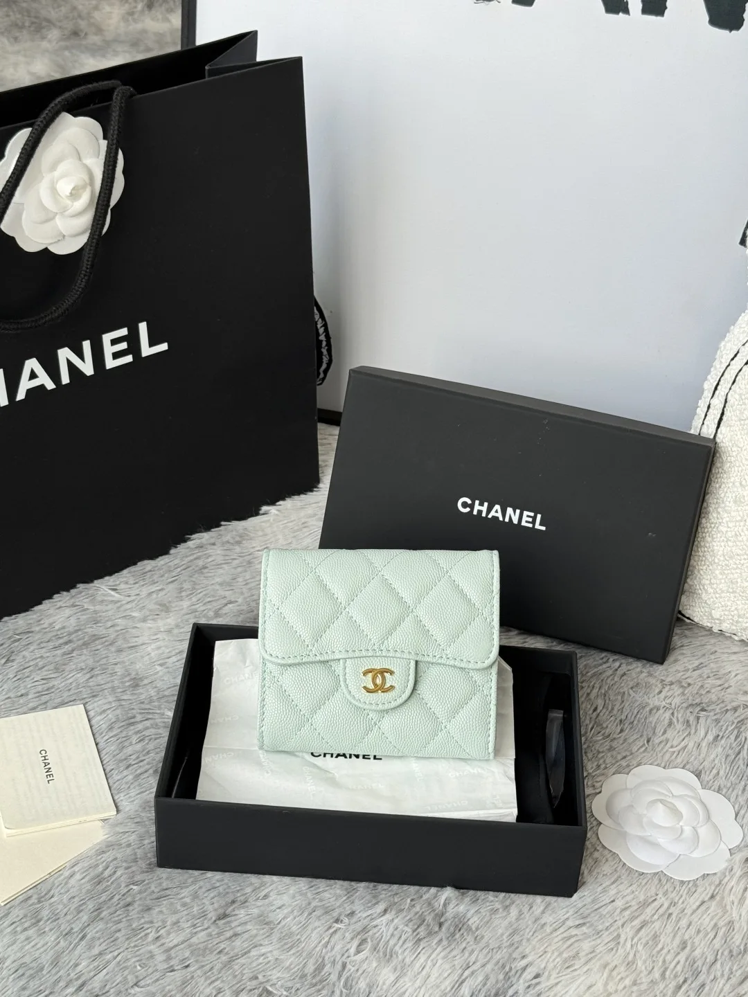 Chanel 82288 Calfskin Caviar CF Trifold Wallet