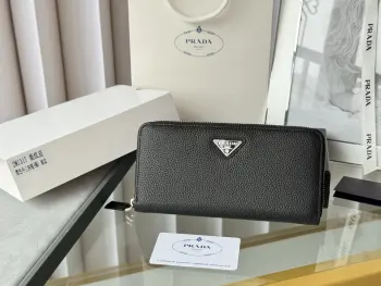 2M1317 Deer Leather Single Zip Wallet Replica Prada wallets