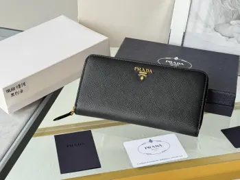 1ML506 Cross Grain Cowhide Zipper Wallet Replica Prada wallets