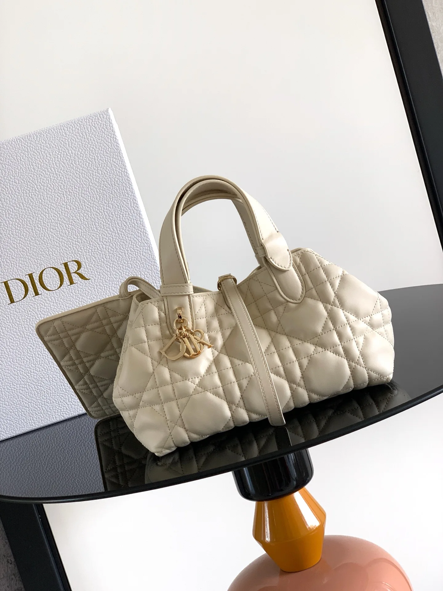 Dior Toujours handbag, small, light almond