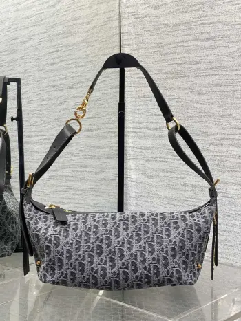 Journey Small Hobo Bag in Deep Gray Denim Replica Dior womens bags