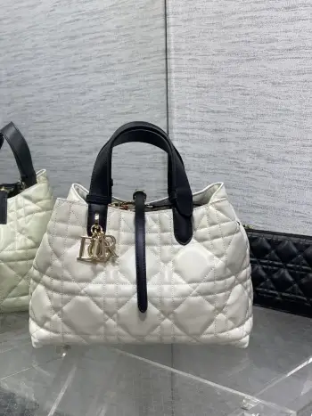 Small Toujours Handbag in Milk White and Black Replica Dior womens bags