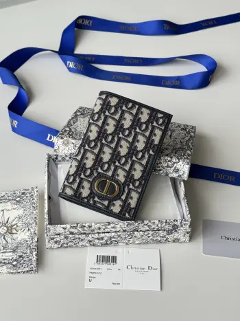 S2353 Oblique Printed Embossed Logo Double Fold Passport Holder Replica Dior wallets