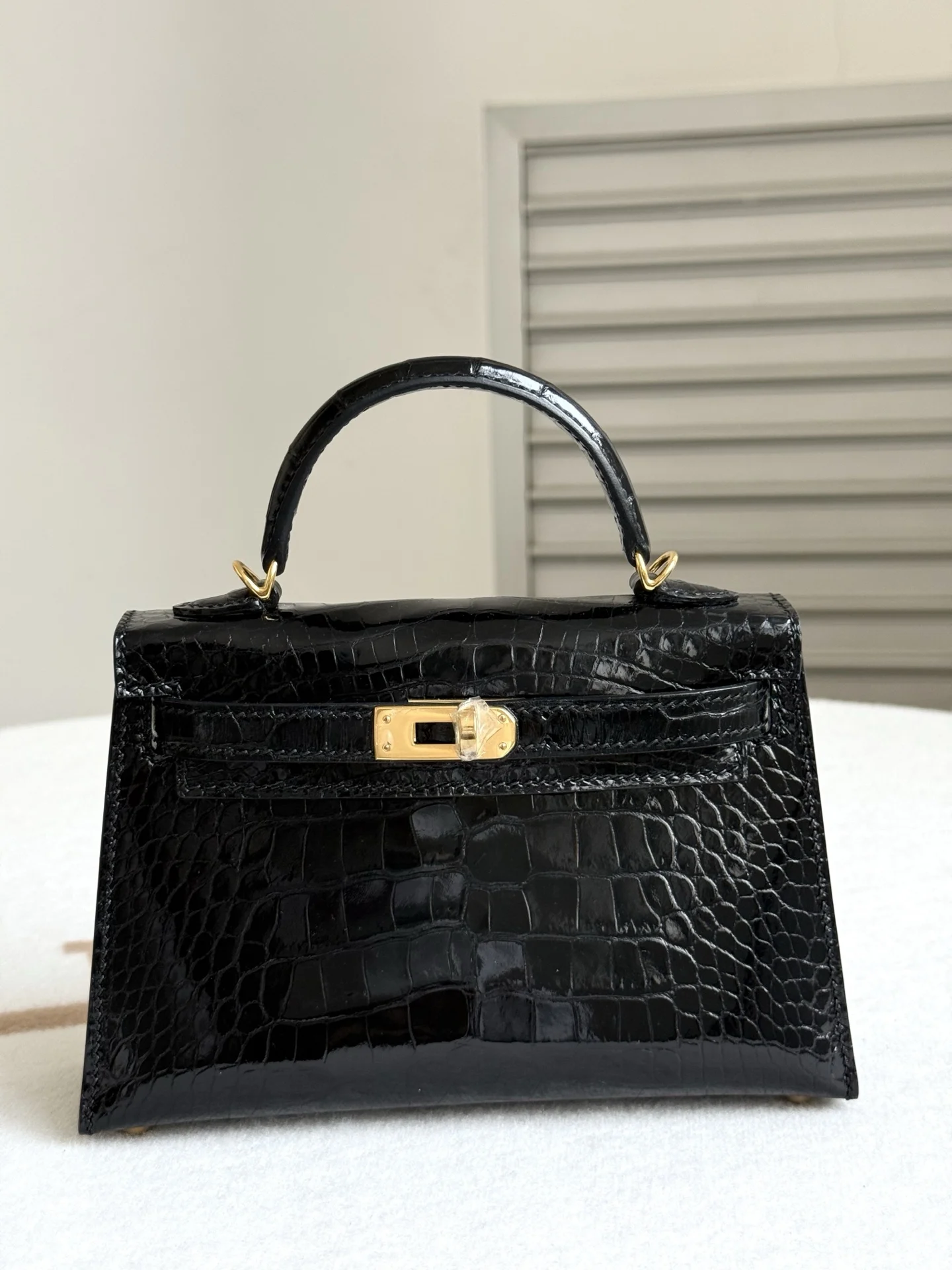 Hermes Kelly II 19cm Shiny American Alligator Handbag