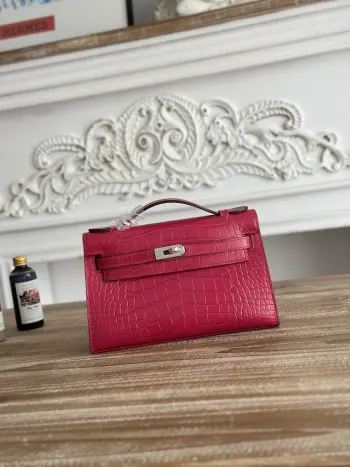 Kelly Mini 1 Crocodile-Embossed Calfskin Leather Handbag Replica Hermes womens bags