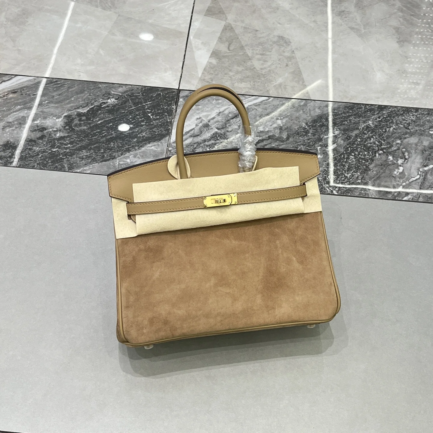 Hermes Birkin 25 Swift Suede Handbag