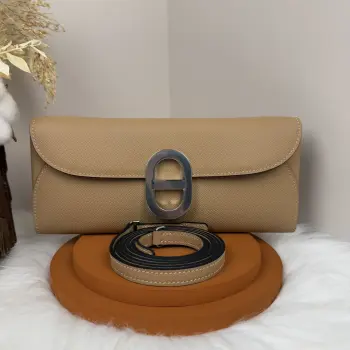 Chained Andre Pig Nose Crossbody Bag to go 24cm Epsom M4 Gris Pale Replica Hermes clutches