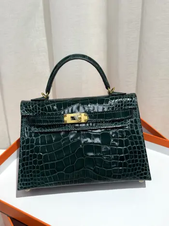 Kelly II 19cm Shiny American Alligator Handbag Replica Hermes womens bags