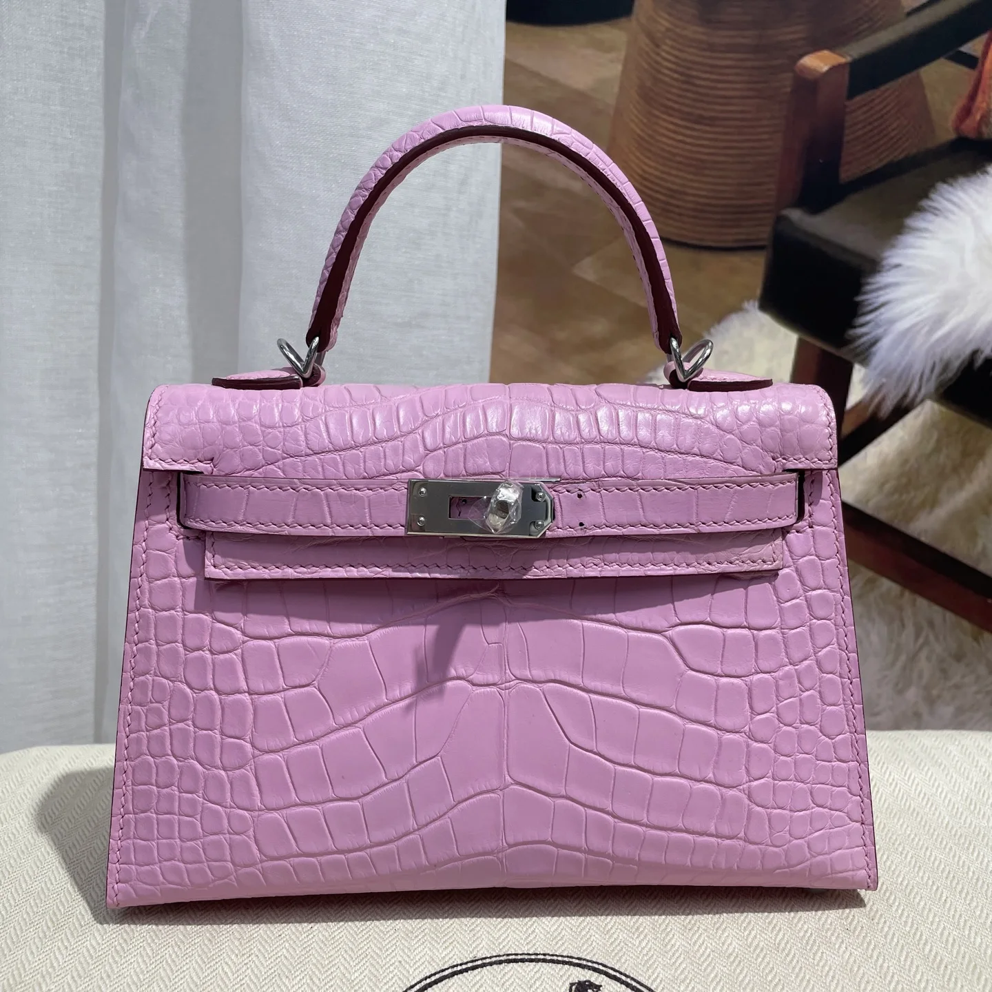 Hermes Kelly II 19cm Imported American Alligator Matte Leather Ladies Handbag Hermes Kelly II 19cm Imported American Alligator Matte Leather Ladies Handbag