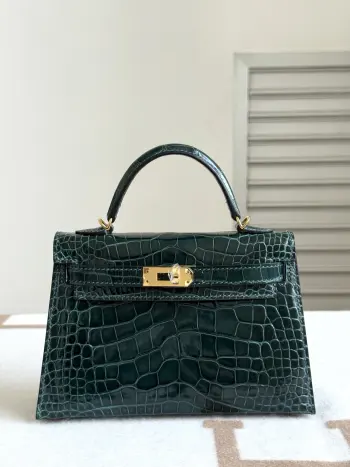 Kelly II 19cm Shiny American Alligator Handbag Replica Hermes womens bags