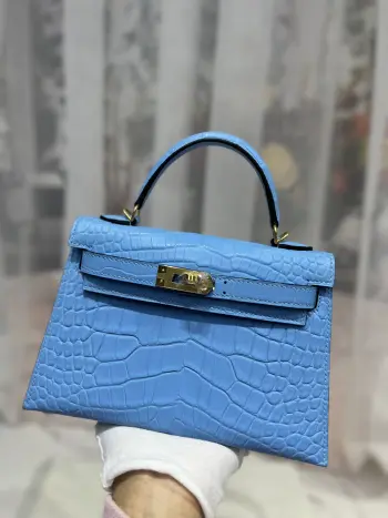 Kelly II 19cm Imported American Alligator Matte Leather Ladies Handbag Replica Hermes womens bags