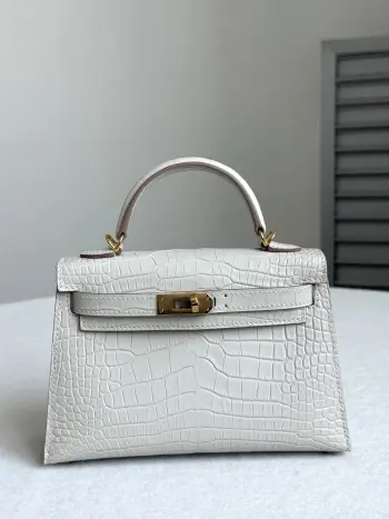 Kelly II 19cm Imported American Alligator Matte Leather Ladies Handbag Replica Hermes womens bags