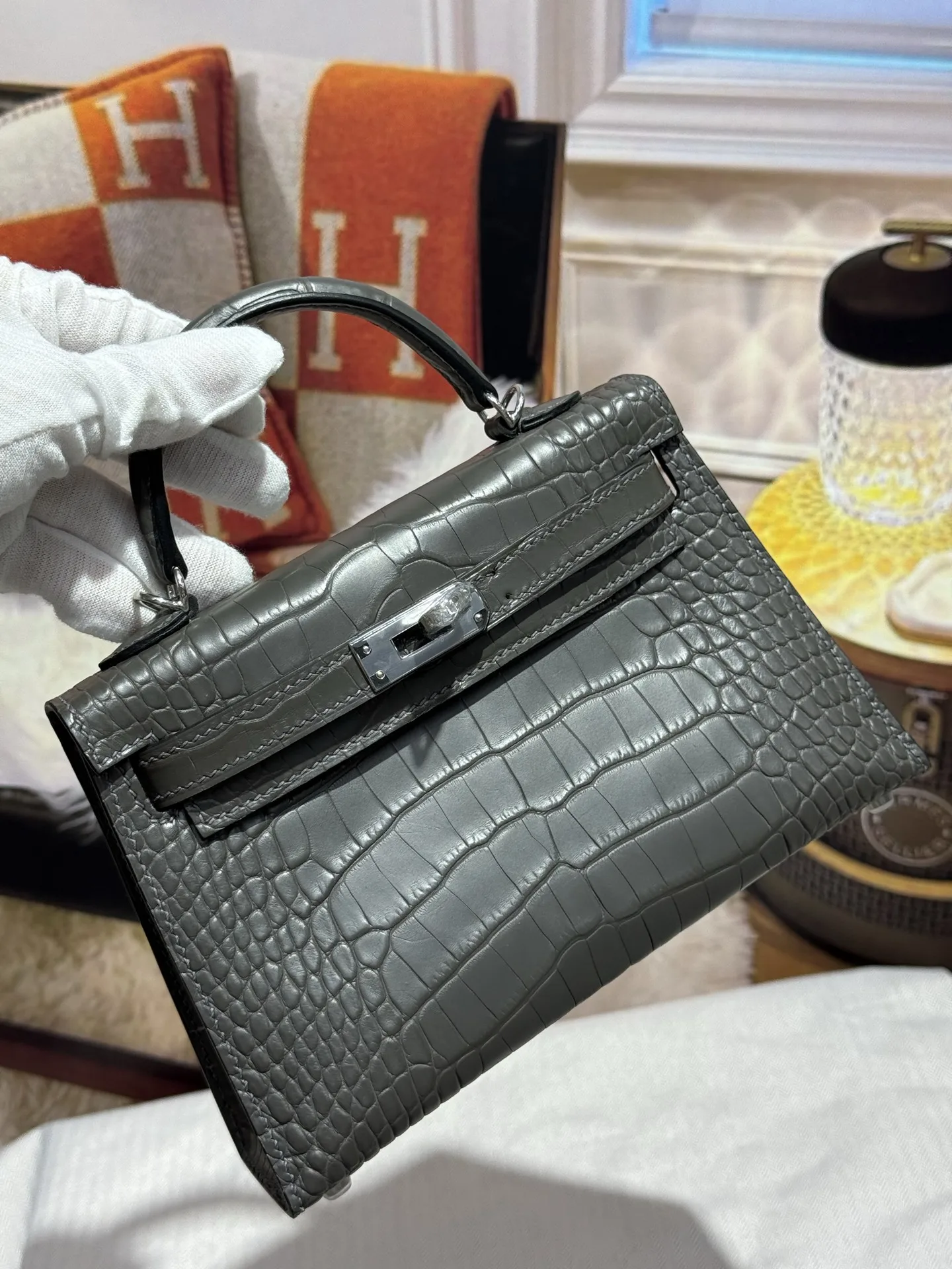 Hermes Kelly II 19cm Imported American Alligator Matte Leather Ladies Handbag Hermes Kelly II 19cm Imported American Alligator Matte Leather Ladies Handbag