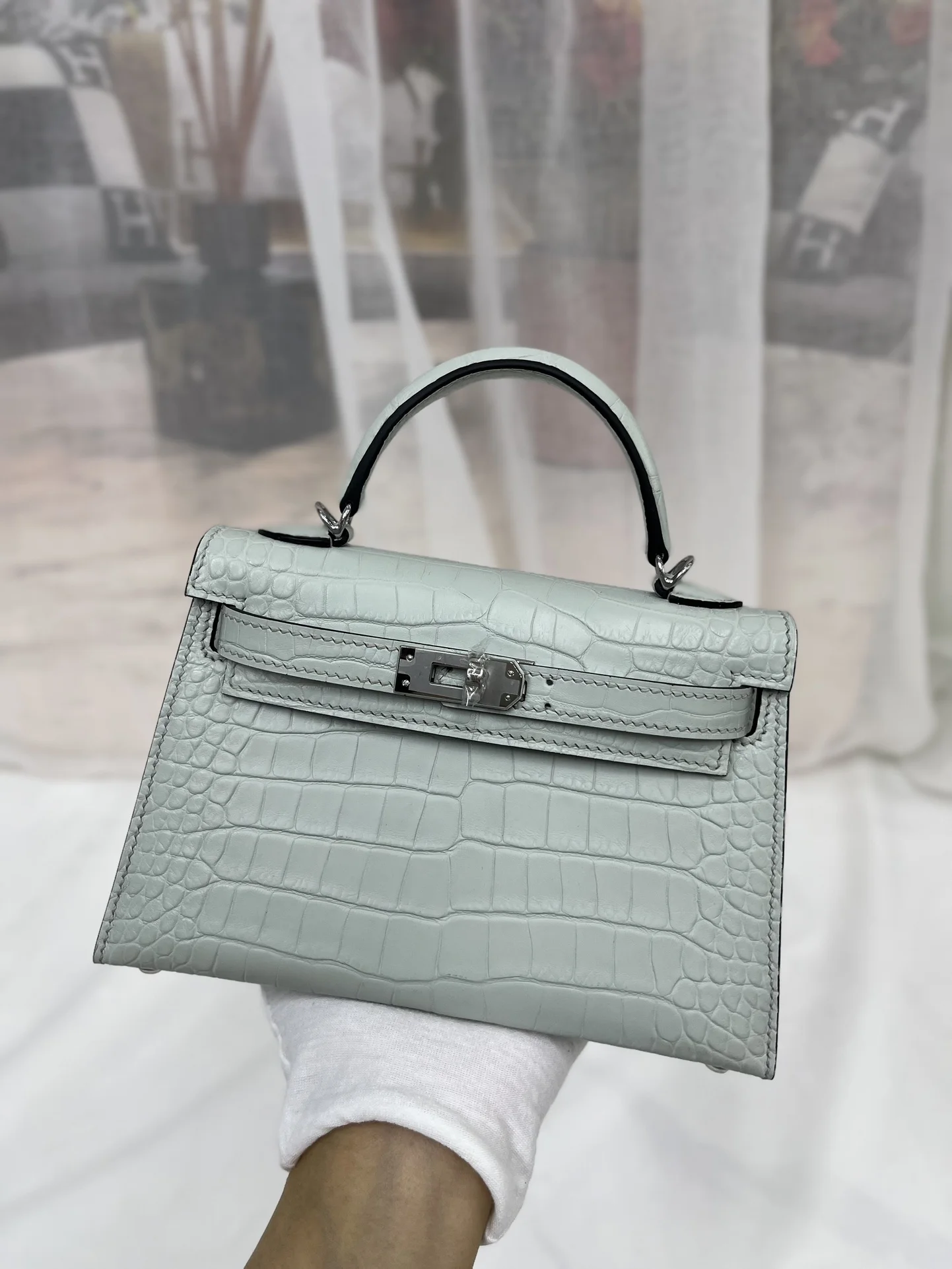 Hermes Kelly II 19cm Imported American Matte Alligator Leather Ladies Handbag Hermes Kelly II 19cm Imported American Matte Alligator Leather Ladies Handbag