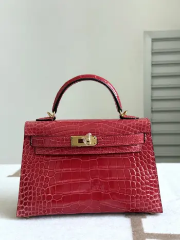 Kelly II 19cm Shiny American Alligator Handbag Replica Hermes womens bags