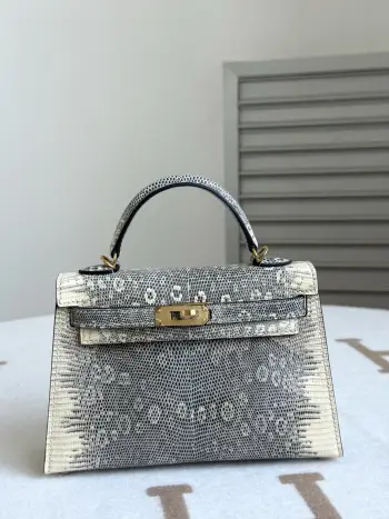 Kelly II 19cm Imported Original Lizard Leather Ladies Handbag Replica Hermes womens bags
